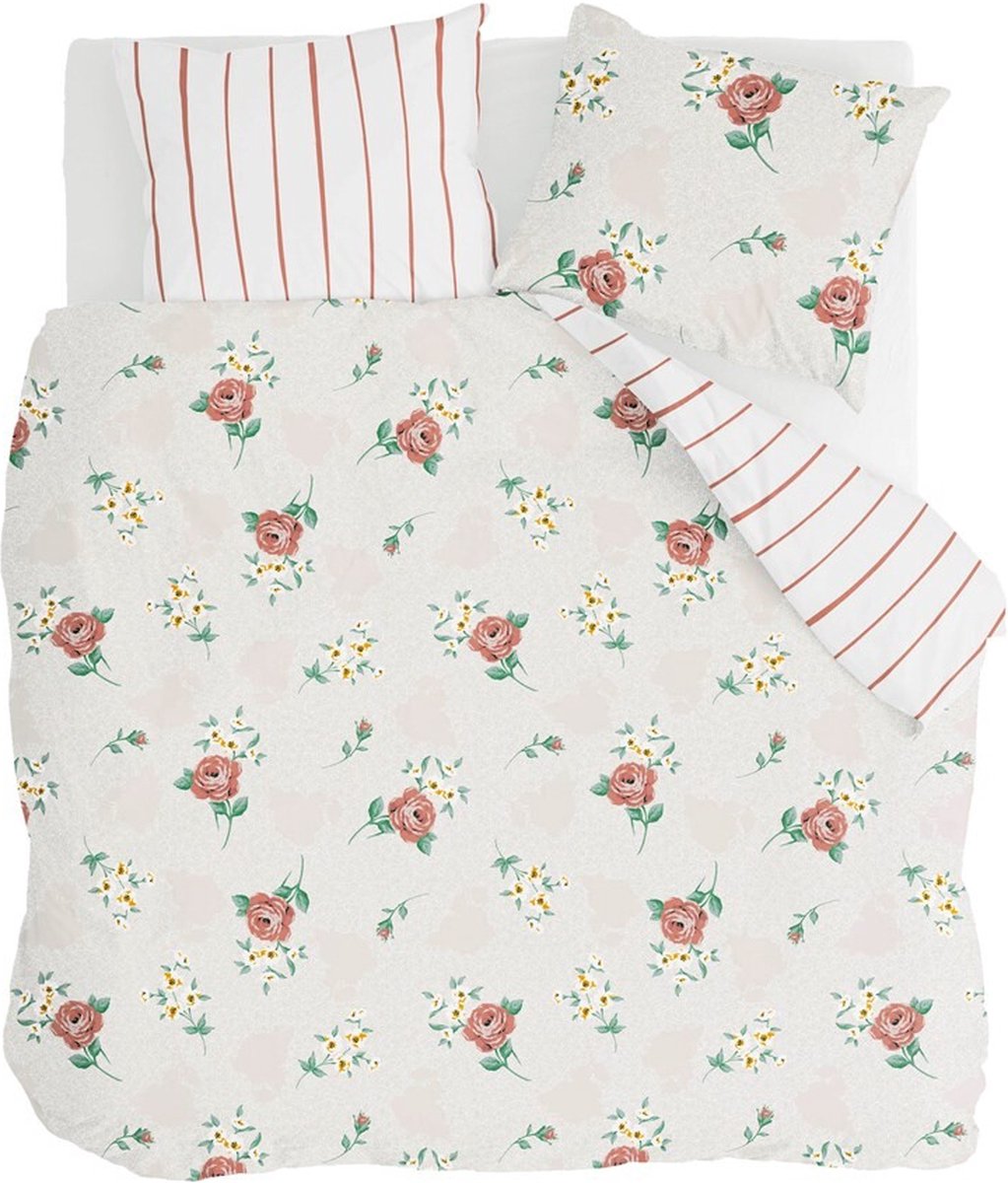 Walra Dekbedovertrek Red Roses - 200x220 - 100% Katoen (BCI) - Off White