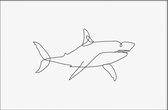 Walljar - Shark Line Art - Muurdecoratie - Plexiglas schilderij