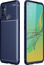 Oppo A53s Hoesje - Mobigear - Racing Serie - TPU Backcover - Blauw - Hoesje Geschikt Voor Oppo A53s