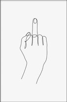 Walljar - Middle Finger Line Art - Muurdecoratie - Poster