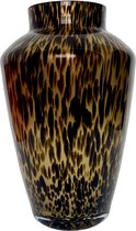 Viv! Home Luxuries Vaas Cheetah - glas - cheetah print - zwart goud - 35cm - topkwaliteit