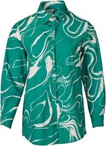 Dames blouse lange mouwen design print met klassieke kraag - groen | Maat L