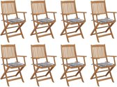 vidaXL Tuinstoelen 8 st inklapbaar met kussens massief acaciahout