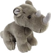 Pluche grijze neushoorn knuffel 18 cm - Neushoorns wilde dieren knuffels - Speelgoed voor kinderen