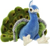 Pluche pauw knuffel van 18 cm - Dieren speelgoed knuffels cadeau - Pauwen vogels Knuffeldieren