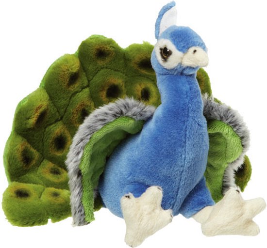 Nature Planet Pluche pauwen knuffel - 18 cm - Dieren speelgoed knuffels cadeau - Pauwen vogels