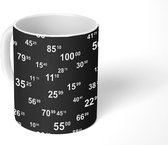 Mok - Koffiemok - Prijs - Zwart - Cijfers - Patronen - Mokken - 350 ML - Beker - Koffiemokken - Theemok