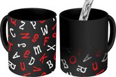 Magische Mok - Foto op Warmte Mokken - Koffiemok - Letters - Rood - Wit - Patronen - Magic Mok - Beker - 350 ML - Theemok