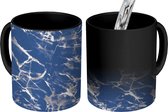 Magische Mok - Foto op Warmte Mokken - Blauw - Patronen - Marmer print - Luxe - Magic Mok - Beker - 350 ML - Uitdeelcadeautjes