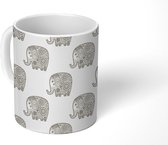 Mok - Koffiemok - Doodle - Olifant - Design - Mokken - 350 ML - Beker - Koffiemokken - Theemok