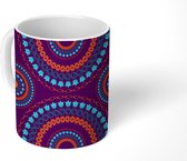 Mok - Koffiemok - Mandala - Oranje - Blauw - Design - Mokken - 350 ML - Beker - Koffiemokken - Theemok