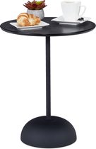Relaxdays bijzettafel metaal - salontafel zwart - koffietafel rond - bijzettafeltje