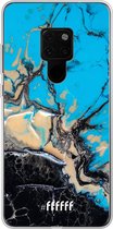 Huawei Mate 20 Hoesje Transparant TPU Case - Blue meets Dark Marble #ffffff