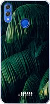 Honor 8X Hoesje Transparant TPU Case - Palm Leaves Dark #ffffff