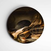 Muurcirkel Stilleven Boeken | Trendy classic | Oude meester - 120x120cm, Dibond