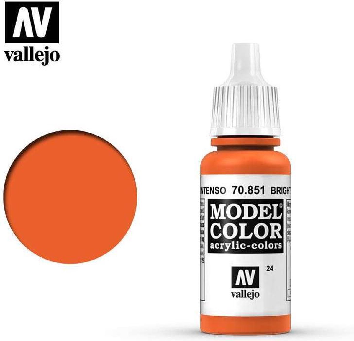 Vallejo Hobbyverf Acrylverf - 70851 Model Color Bright Orange - Acryl Verf flesje - 17 ml