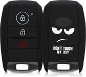 kwmobile autosleutel hoesje voor Kia 3-knops Smartkey autosleutel - Autosleutel behuizing in wit / zwart - Don't Touch My Key design