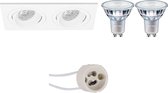 PHILIPS - LED Spot Set - MASTER 927 36D VLE - Primux Borny Pro - GU10 Fitting - DimTone Dimbaar - Inbouw Rechthoek Dubbel - Mat Wit - 3.7W - Warm Wit 2200K-2700K - Kantelbaar - 175x92mm