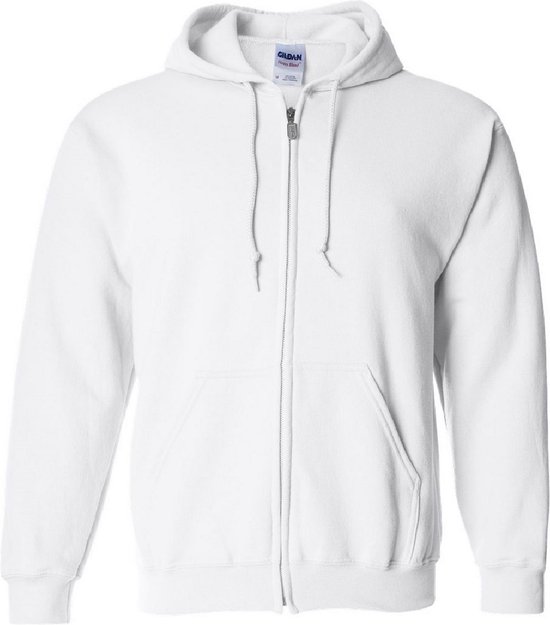 Gildan Zware Blend Unisex Adult Full Zip Hooded Sweatshirt Top (Wit)