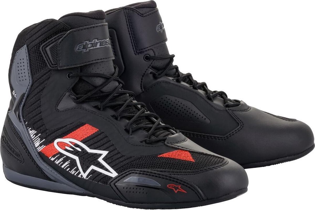 Alpinestars Faster-3 Rideknit Zwart Grijs Felrood Motorschoenen - Laars