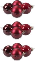 12x stuks kerstversiering kerstballen rood/donkerrood van glas - 10 cm - mat/glans - Kerstboomversiering