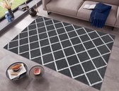 Modern vloerkleed ruiten Capri - donkergrijs 80x150 cm