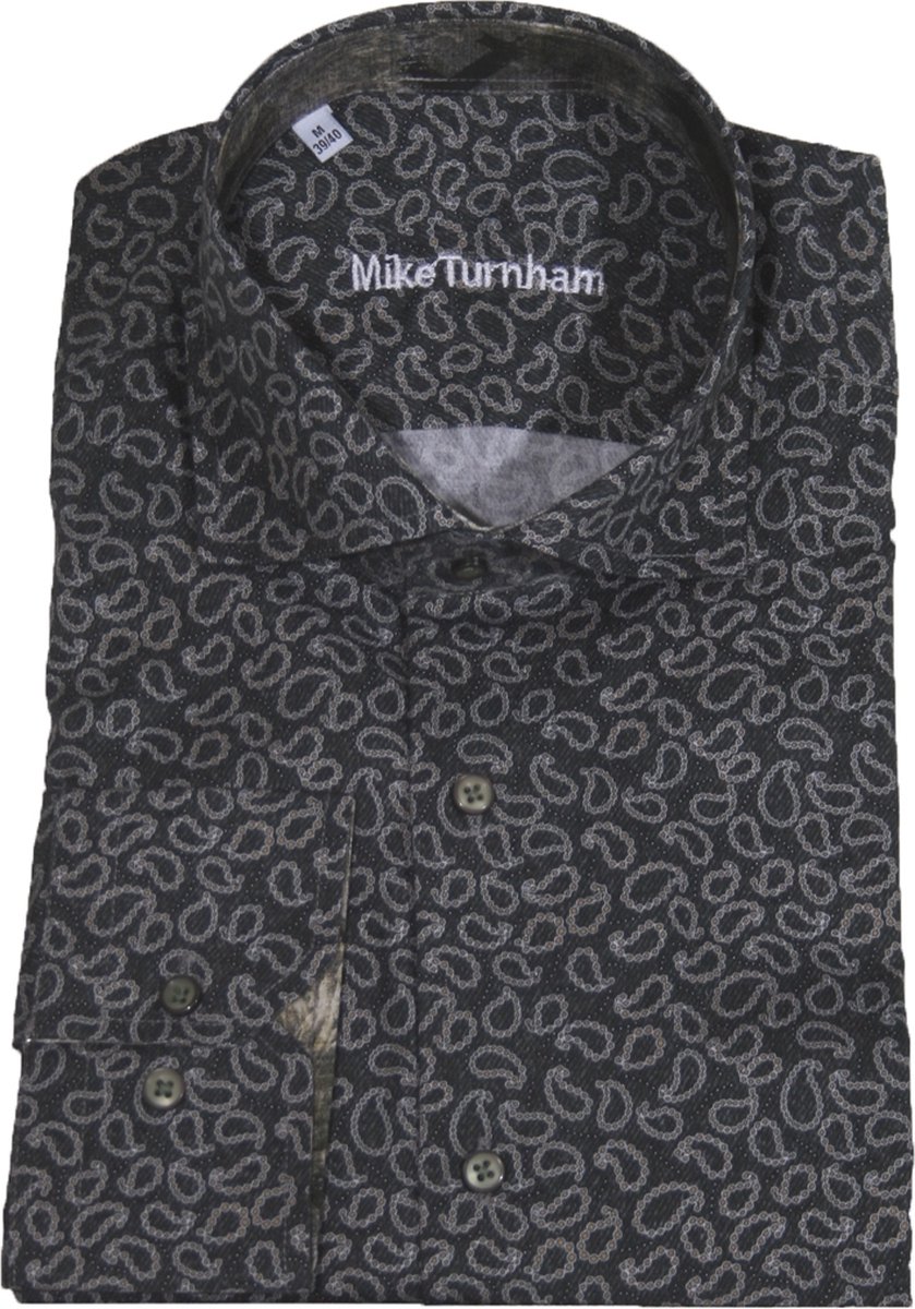 Mike Turnham Lange mouw Overhemd - 5023-3453 Zwart (Maat: XXXL)