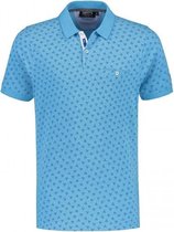 GENTS - Polo miniprint lichtblauw Maat M - Polo Shirt Heren - Poloshirts