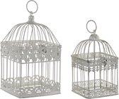 Set van 2x home decoratie vogelkooien wit 18 x 35 cm en 15 x 30 cm