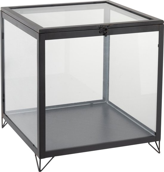 Traditie type Oogverblindend J-Line Glazen Box Vierkant Glas/Metal Zwart | bol.com