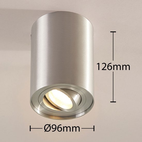 Arcchio - plafondlamp - 1licht - Aluminium - H: 12.5 cm - GU10 - geborsteld aluminium