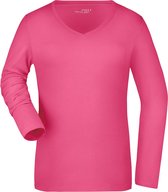 Roze dames v-hals shirt lange mouw XL