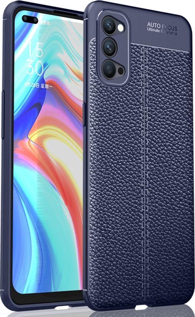 Mobigear Hoesje geschikt voor OPPO Reno 4 Telefoonhoesje Flexibel TPU | Mobigear Luxury Backcover | Reno 4 Case | Back Cover - Blauw