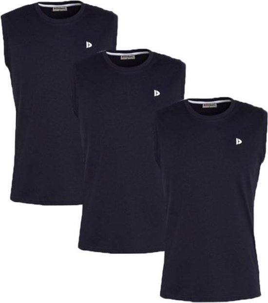 Donnay T-shirt zonder mouw - 3 Pack - Tanktop - Sportshirt - Heren - Maat S - Donker blauw