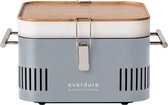 Everdure Cube Barbecue Houtskool - Met Opbergvak en Werkblad - Aluminium/Hout/RVS - Grijs