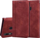 Voor Samsung Galaxy A30 / A20 Frosted Business Magnetische Horizontale Flip PU lederen tas met houder & kaartsleuf & lanyard (bruin)