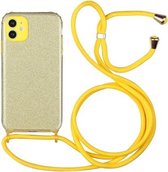 Glitterpoeder schokbestendig TPU beschermhoes met lanyard voor iPhone 11 (geel)