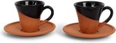 SENZA Espressokopjes Set Terracotta Zwart - 2 kopjes -