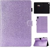 Voor Huawei MediaPad M6 10.8 Vernis Glitter Poeder Horizontale Flip Leren Case met Houder & Kaartsleuf (Paars)