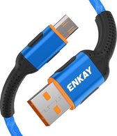 ENKAY ENK-CB303 Doekweefgaren USB naar Micro USB Oplaadkabel voor gegevensoverdracht (blauw)