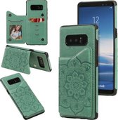 Voor Samsung Galaxy Note 8 bloem reliëf patroon schokbestendig beschermhoes met houder & kaartsleuven & fotolijst (groen)