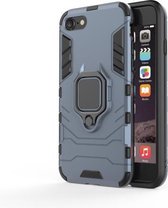 PC + TPU schokbestendige beschermhoes voor iPhone 8 Plus en 7 Plus, met magnetische ringhouder (marineblauw)
