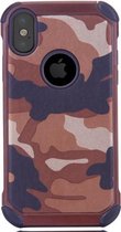 Voor iPhone X / XS Camouflagepatroon PC + TPU Combinatiehoes (rood)