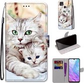 Voor ZTE Blade V2020 Smart Gekleurde Tekening Cross Textuur Horizontale Flip PU Lederen Case met Houder & Kaartsleuven & Portemonnee & Lanyard (Big Cat Holding Kitten)