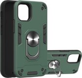 Voor iPhone 12 mini 2 in 1 Armor Series PC + TPU beschermhoes met ringhouder (donkergroen)