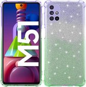 Voor Samsung Galaxy M51 gradiënt glitter poeder schokbestendig TPU beschermhoes (paars groen)