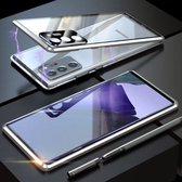 Voor Samsung Galaxy Note20 Ultra Schokbestendig Enkelzijdig Gehard Glas Magnetische Attractie Case Met Zwarte Camera Lens Beschermhoes (Zilver)