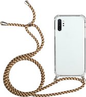 Voor Samsung Galaxy Note10 + Four-Corner Anti-Fall transparante TPU beschermhoes met lanyard (bruin geel)