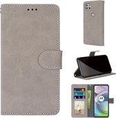 Voor Motorola Mote G 5G Retro Frosted Horizontale Flip PU lederen tas met houder & kaartsleuven & portemonnee & fotolijst (grijs)