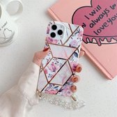 Splicing Flower Pattern TPU beschermhoes met kettingriem voor iPhone 11 Pro Max (roze)